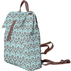 Easter Damask Pattern Robins Egg Blue And Brown Buckle Everyday Backpack by emilyzragz