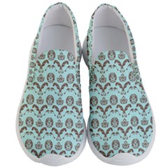 Easter Damask Pattern Robins Egg Blue And Brown Men s Lightweight Slip Ons by emilyzragz