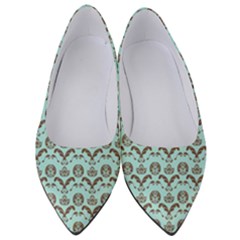 Easter Damask Pattern Robins Egg Blue And Brown Women s Low Heels by emilyzragz