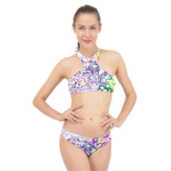 Sketchlines01 High Neck Bikini Set by PurpleDuckyDesigns