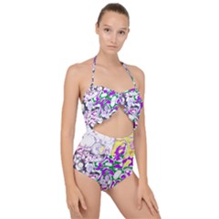 Sketchlines01 Scallop Top Cut Out Swimsuit