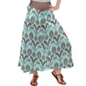 Easter Damask Pattern Robins Egg Blue and Brown Satin Palazzo Pants View1