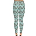 Easter Damask Pattern Robins Egg Blue and Brown Inside Out Leggings View2