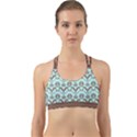 Easter Damask Pattern Robins Egg Blue and Brown Back Web Sports Bra View1