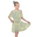 Spring Dahlia Print - Pale Yellow & Light Blue Kids  Shoulder Cutout Chiffon Dress View1