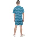 Easter Damask Pattern Deep Teal Blue and White Men s Mesh Tee and Shorts Set View2