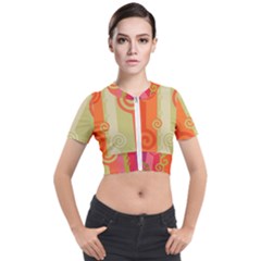 Ring Kringel Background Abstract Red Short Sleeve Cropped Jacket