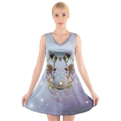 Easter Egg With Flowers V-neck Sleeveless Dress