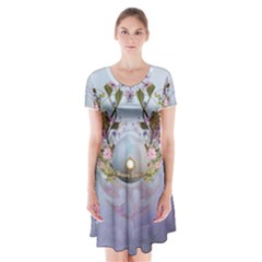 Easter Egg With Flowers Short Sleeve V-neck Flare Dress by FantasyWorld7