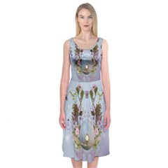 Easter Egg With Flowers Midi Sleeveless Dress by FantasyWorld7