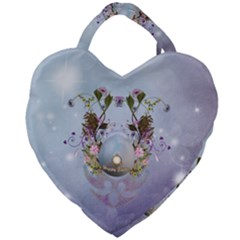 Easter Egg With Flowers Giant Heart Shaped Tote by FantasyWorld7