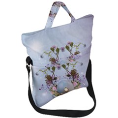 Easter Egg With Flowers Fold Over Handle Tote Bag by FantasyWorld7