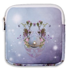 Easter Egg With Flowers Mini Square Pouch by FantasyWorld7