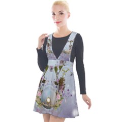 Easter Egg With Flowers Plunge Pinafore Velour Dress