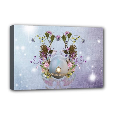 Easter Egg With Flowers Deluxe Canvas 18  X 12  (stretched) by FantasyWorld7