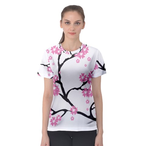 Blossoms Branch Cherry Floral Women s Sport Mesh Tee by Pakrebo