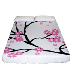 Blossoms Branch Cherry Floral Fitted Sheet (california King Size) by Pakrebo