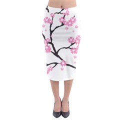 Blossoms Branch Cherry Floral Midi Pencil Skirt by Pakrebo