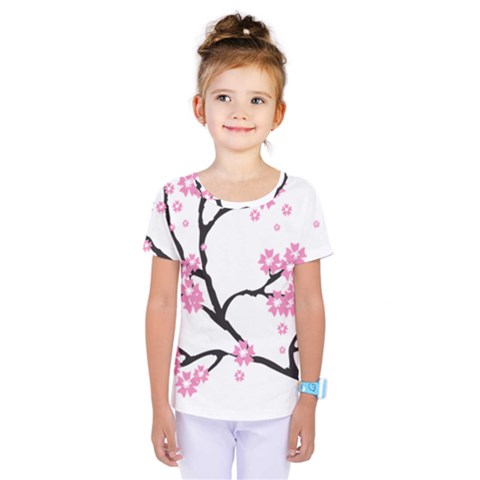 Blossoms Branch Cherry Floral Kids  One Piece Tee by Pakrebo