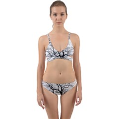 Tree Silhouette Winter Plant Wrap Around Bikini Set by Pakrebo