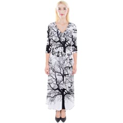 Tree Silhouette Winter Plant Quarter Sleeve Wrap Maxi Dress by Pakrebo