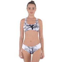 Tree Silhouette Winter Plant Criss Cross Bikini Set by Pakrebo