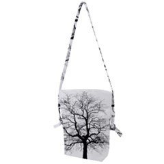 Tree Silhouette Winter Plant Folding Shoulder Bag by Pakrebo