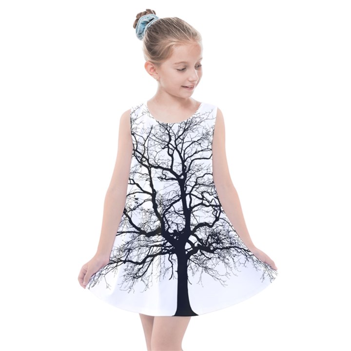 Tree Silhouette Winter Plant Kids  Summer Dress