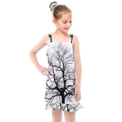 Tree Silhouette Winter Plant Kids  Overall Dress by Pakrebo