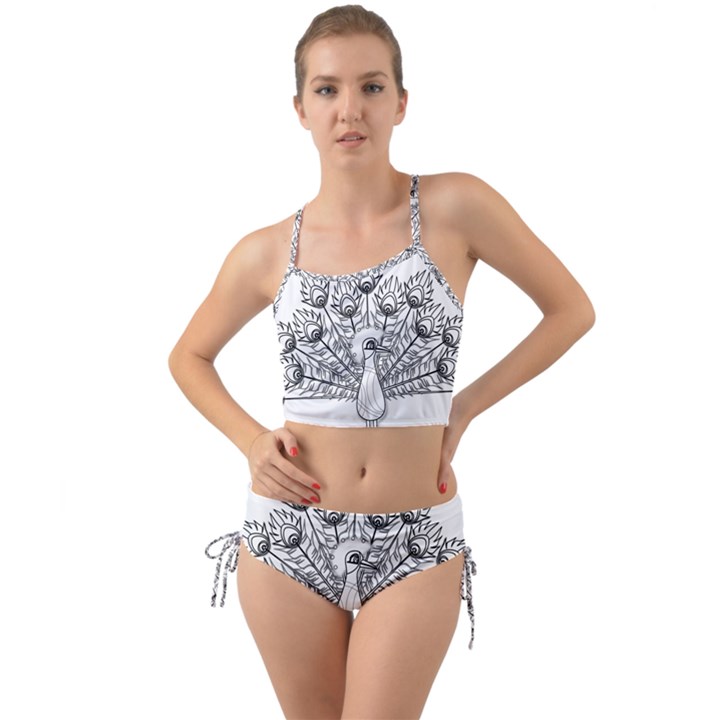 Peacock Plumage Display Bird Mini Tank Bikini Set