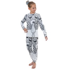 Peacock Plumage Display Bird Kids  Long Sleeve Set 