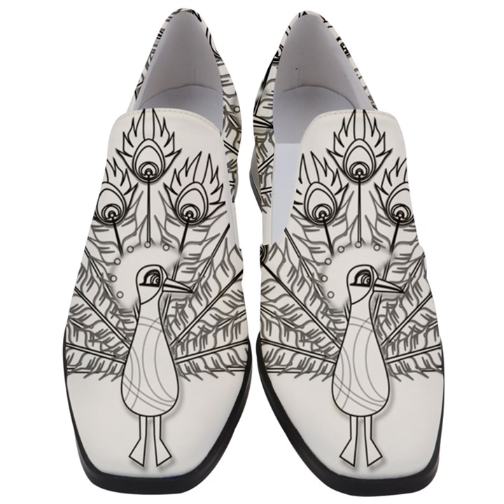 Peacock Plumage Display Bird Slip On Heel Loafers