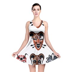 Tribal Masks African Culture Set Reversible Skater Dress by Pakrebo