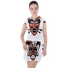 Tribal Masks African Culture Set Drawstring Hooded Dress by Pakrebo