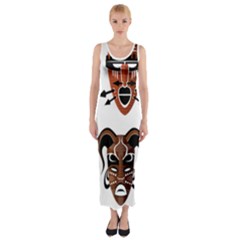 Tribal Masks African Culture Set Fitted Maxi Dress by Pakrebo