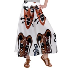 Tribal Masks African Culture Set Satin Palazzo Pants by Pakrebo