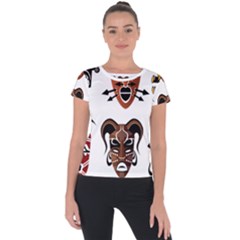 Tribal Masks African Culture Set Short Sleeve Sports Top  by Pakrebo