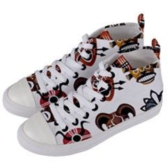 Tribal Masks African Culture Set Women s Mid-top Canvas Sneakers by Pakrebo