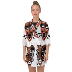 Tribal Masks African Culture Set Half Sleeve Chiffon Kimono by Pakrebo