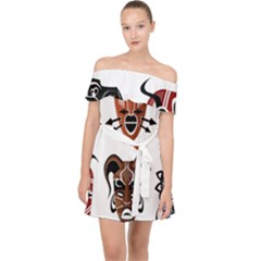 Tribal Masks African Culture Set Off Shoulder Chiffon Dress by Pakrebo