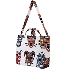 Tribal Masks African Culture Set Square Shoulder Tote Bag by Pakrebo