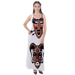 Tribal Masks African Culture Set Sleeveless Velour Maxi Dress