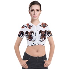 Tribal Masks African Culture Set Short Sleeve Cropped Jacket