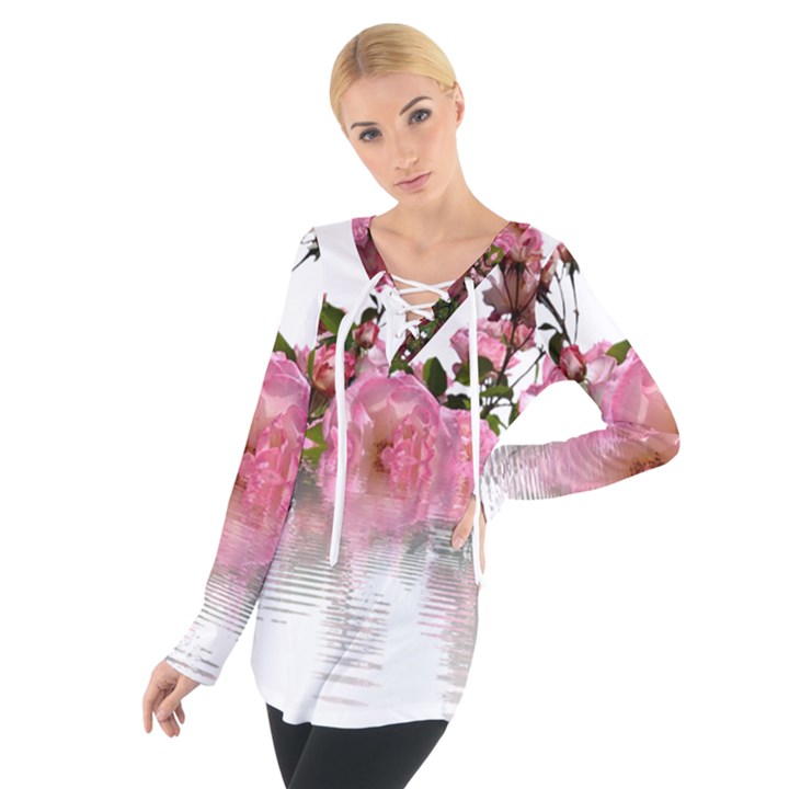 Roses Flowers Nature Flower Tie Up Tee