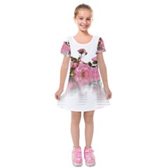 Roses Flowers Nature Flower Kids  Short Sleeve Velvet Dress