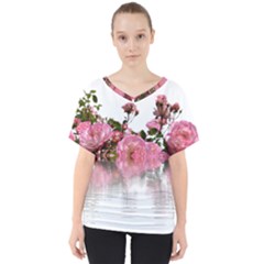 Roses Flowers Nature Flower V-neck Dolman Drape Top by Pakrebo