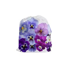 Pansy Isolated Violet Nature Drawstring Pouch (medium) by Pakrebo