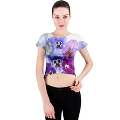 Pansy Isolated Violet Nature Crew Neck Crop Top by Pakrebo