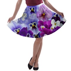 Pansy Isolated Violet Nature A-line Skater Skirt by Pakrebo