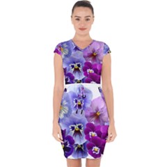 Pansy Isolated Violet Nature Capsleeve Drawstring Dress  by Pakrebo